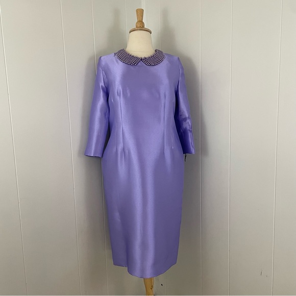 Lily & Taylor Couture Dresses & Skirts - Lily & Taylor Couture Lilac Pearl Peter Pan Collar 3/4 Sleeve Shift Dress